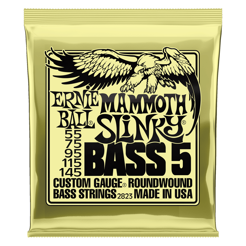 Ernie Ball Mammoth Slinky Nickel Wound 5-String Electric Bass Strings 55-145 Gauge