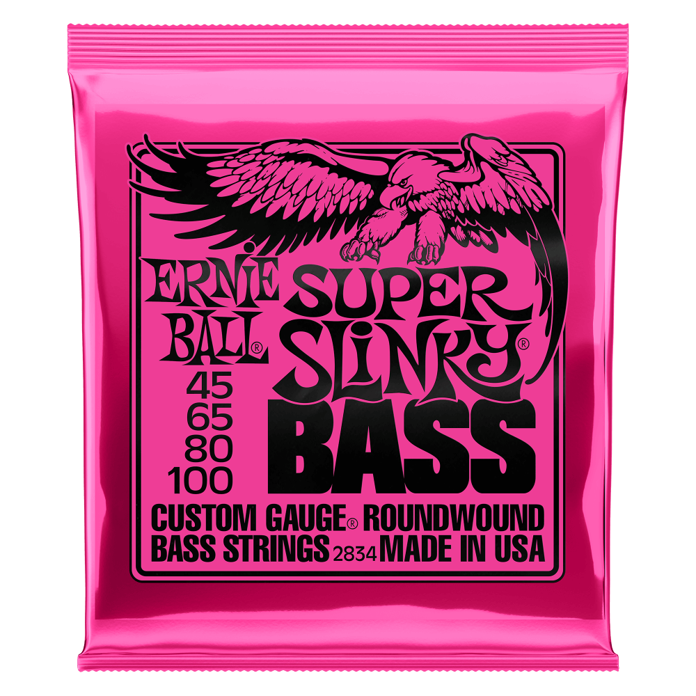 Ernie Ball Super Slinky Nickel Wound 4-String Electric Bass Strings 45-100 Gauge