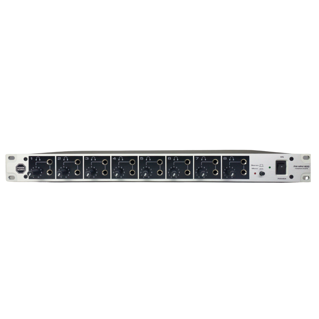 PowerWorks PW-HPA-1600 8-Channel Rack Mounted Headphone Amplifier