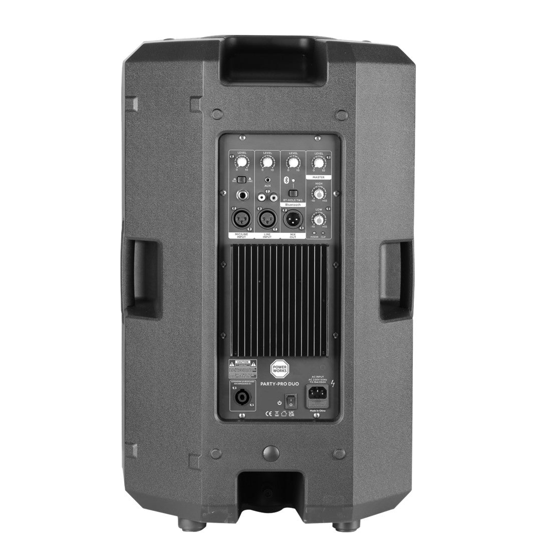 PowerWorks PARTY-PRO DUO 2×15" Active PA System with Stands