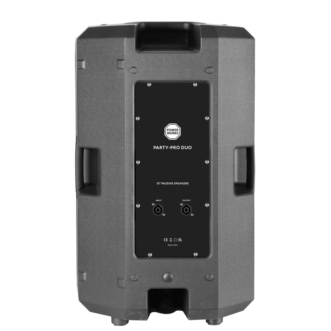 PowerWorks PARTY-PRO DUO 2×15" Active PA System with Stands