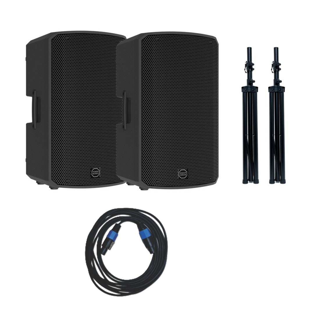 PowerWorks PARTY-PRO DUO 2×15" Active PA System with Stands