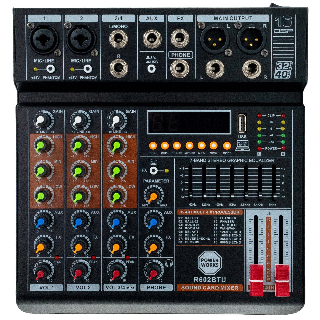 PowerWorks R602BT USB 4-Channel Analogue Mixer