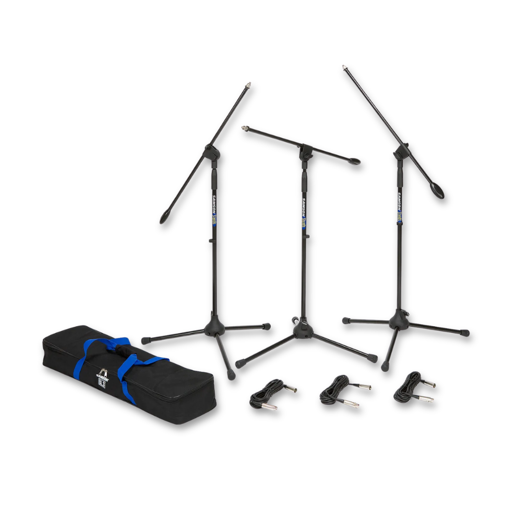 Samson BL3VP 3-Pack Ultra-Light Boom Mic Stand with XLR Cables