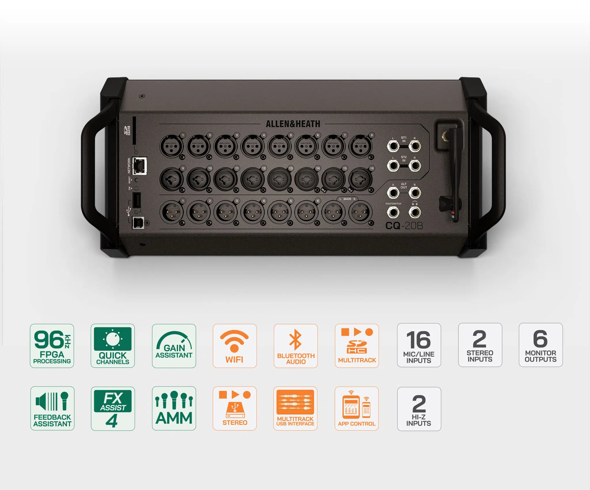 Allen & Heath CQ-20B – 20-Channel Digital Mixer with 16 Mic/Line, Hi-Z, Bluetooth & FX