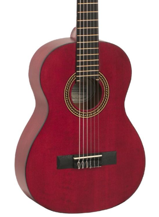 Valencia 200 Series 1/2 Classical Guitar Transparent Red Student