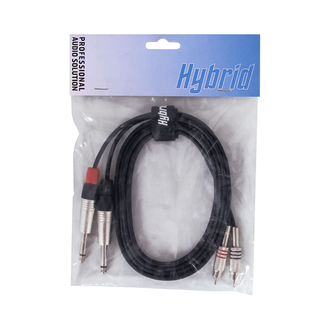 Hybrid Dual 1/4″ Mono Jack to Dual RCA Unbalanced Audio Cable (1.8m) – SIG-UB-2J(M)-2RCA-1.8M