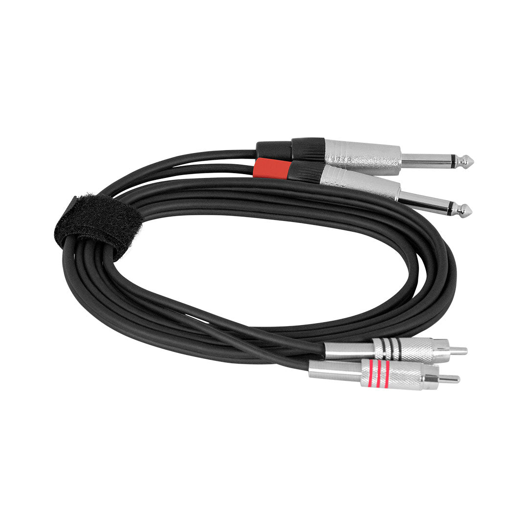 Hybrid Dual 1/4″ Mono Jack to Dual RCA Unbalanced Audio Cable (1.8m) – SIG-UB-2J(M)-2RCA-1.8M