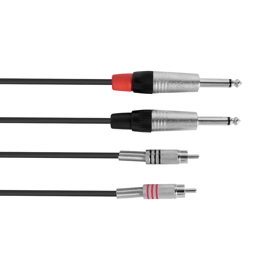 Hybrid Dual 1/4″ Mono Jack to Dual RCA Unbalanced Audio Cable (1.8m) – SIG-UB-2J(M)-2RCA-1.8M