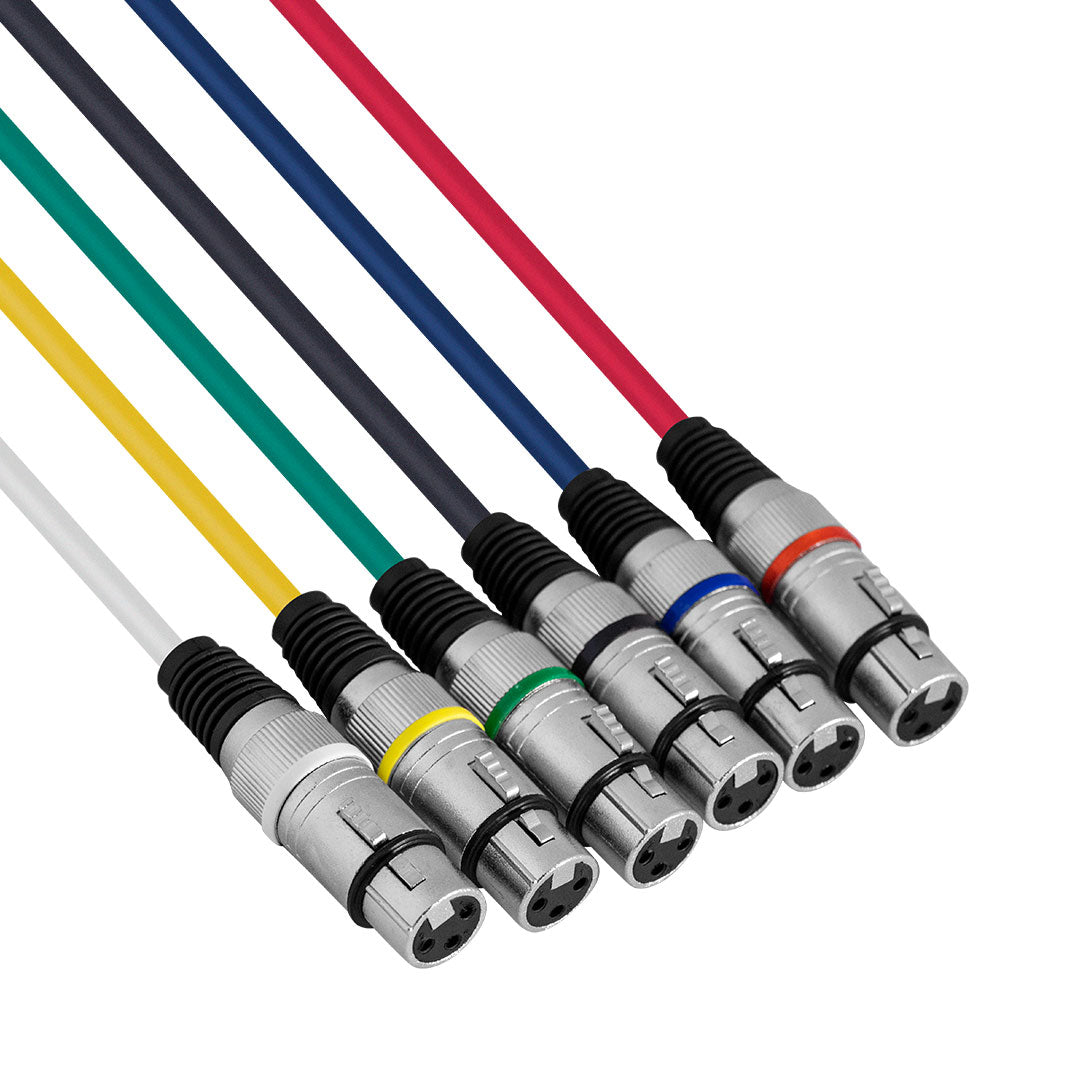 Hybrid XLR Female to XLR Male Color-Coded Audio Cables (1m, 6-Pack) – SIG-BAL-X(F)-X(M)-1M/6P