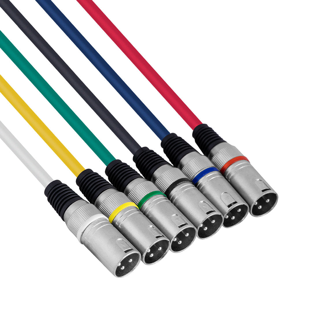 Hybrid XLR Female to XLR Male Color-Coded Audio Cables (1m, 6-Pack) – SIG-BAL-X(F)-X(M)-1M/6P