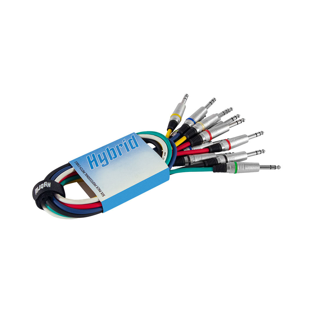 Hybrid 1/4″ Stereo Jack to Jack Color-Coded Audio Cable (1m, 6-Pack) – SIG-BAL-J(S)-J(S)-1M/6P