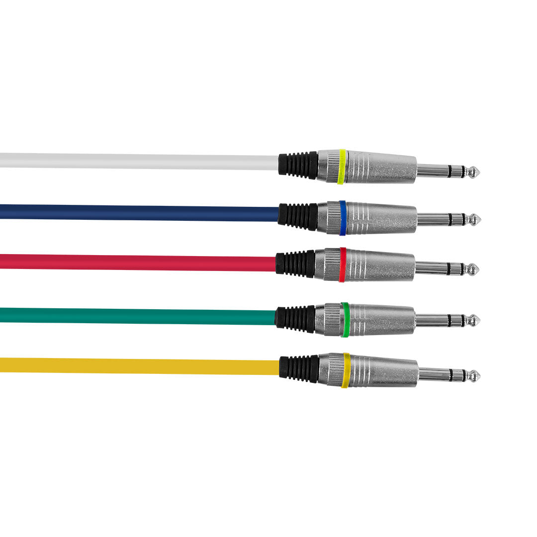 Hybrid 1/4″ Stereo Jack to Jack Color-Coded Audio Cable (1m, 6-Pack) – SIG-BAL-J(S)-J(S)-1M/6P
