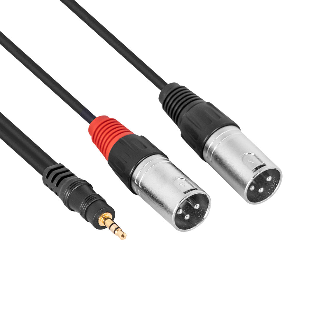Hybrid Dual XLR Male to 3.5mm Stereo Jack Audio Cable (1.8m) – SIG-UB-MINIJ-2X(M)-1.8M