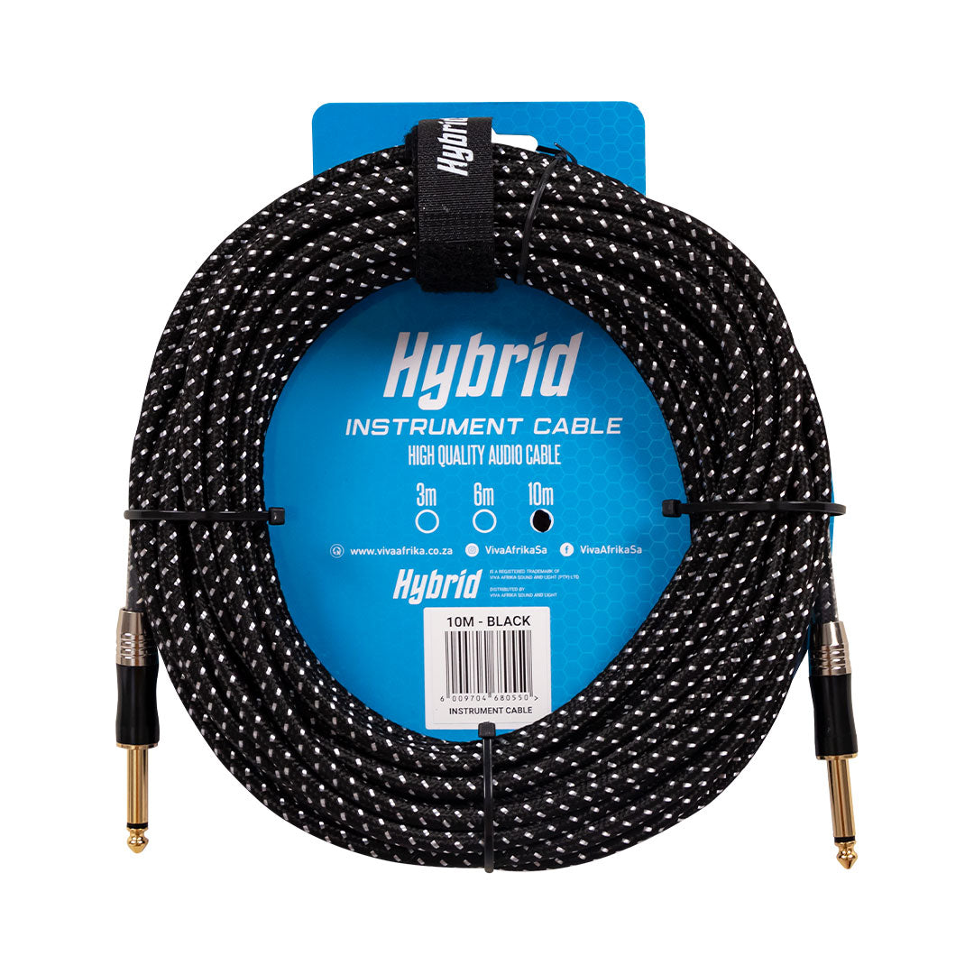 Hybrid Jack-Jack 10m Woven Instrument Cable – Assorted Colours