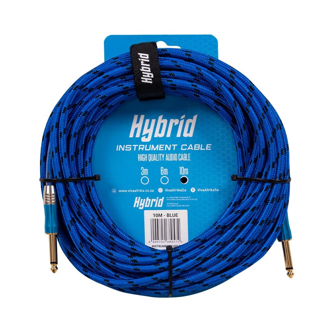 Hybrid Jack-Jack 10m Woven Instrument Cable – Assorted Colours