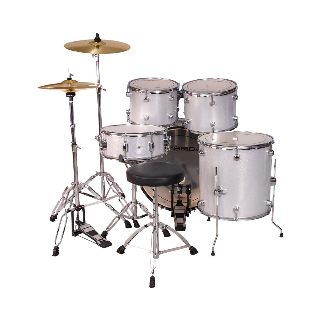 Hybrid MI HD5 5-Piece Drum Kit - Lazer Silver