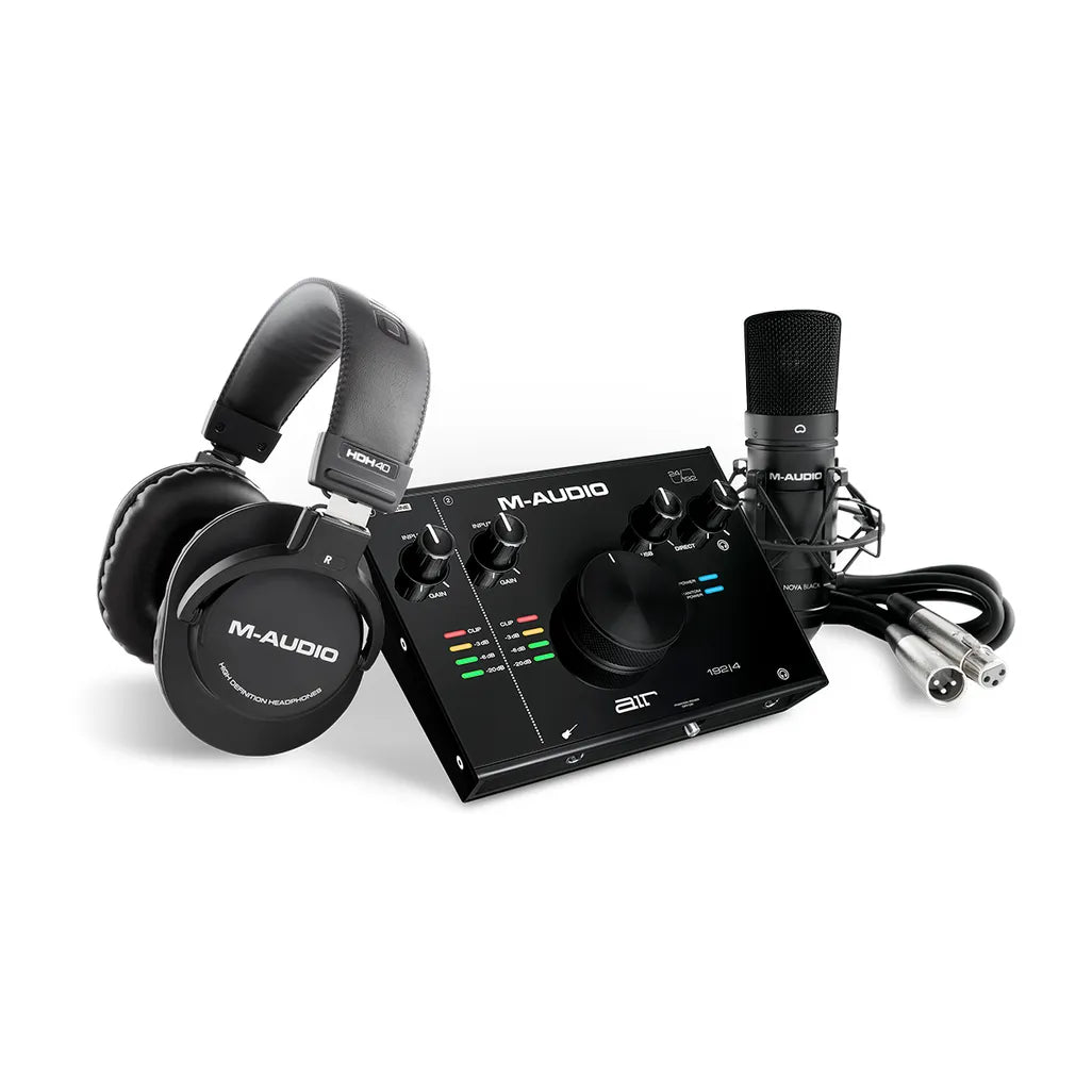 M-Audio AIR 192|4 Studio Bundle – Audio Interface, Nova Black Condenser Mic, HDH40 Headphones & Software