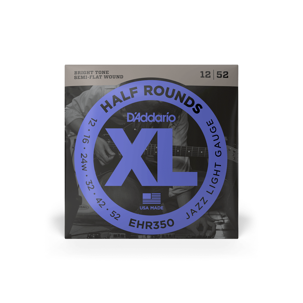 D’Addario EHR350 – XL Half Rounds Jazz Light Electric Guitar Strings, 12-52