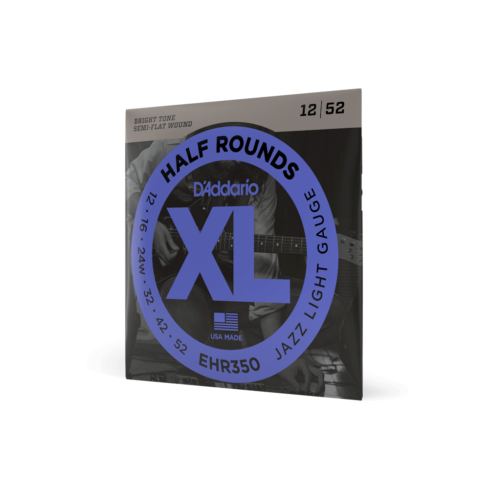 D’Addario EHR350 – XL Half Rounds Jazz Light Electric Guitar Strings, 12-52