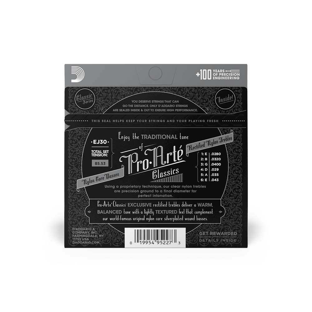 D’Addario EJ30 Pro-Arté Rectified Nylon Classical Guitar Strings – Normal Tension