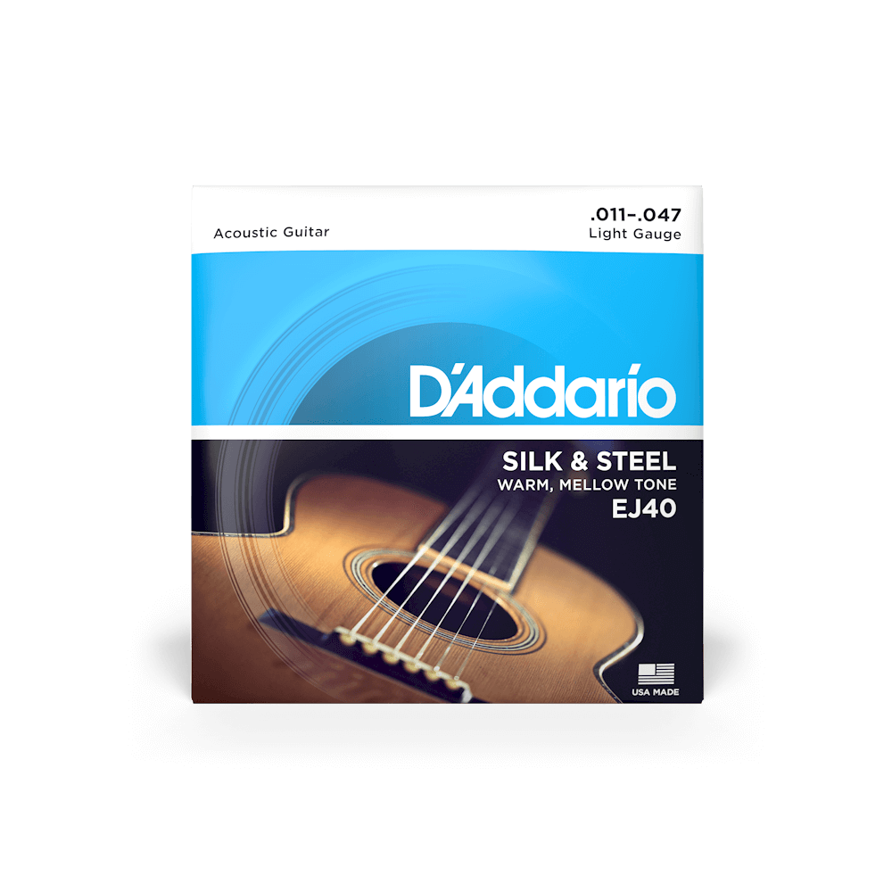 D’Addario EJ40 Silk & Steel Acoustic Guitar Strings – Light – 11–47