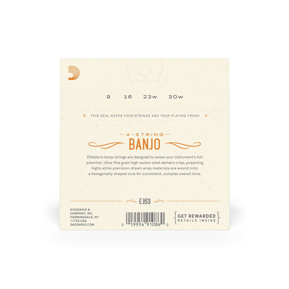 D’Addario EJ63 Tenor Banjo Strings – Nickel Wound – 09–30