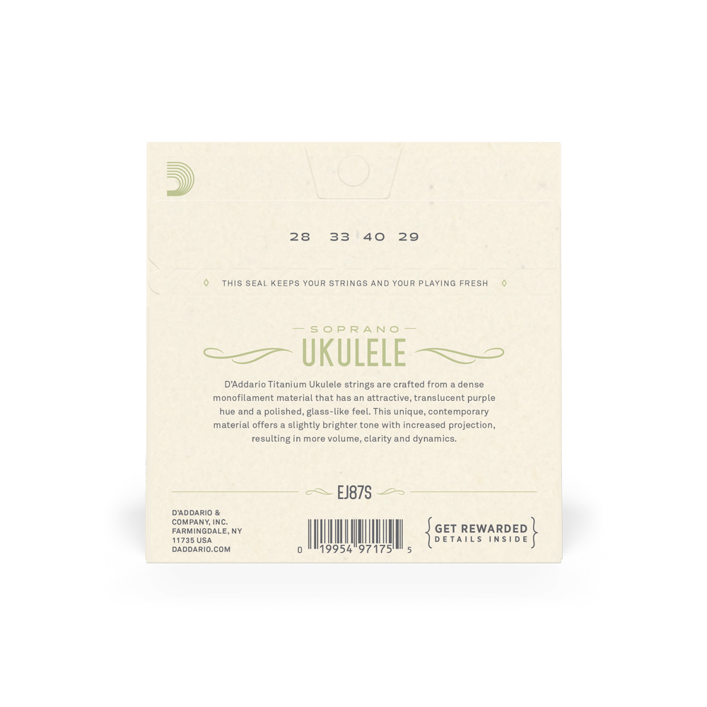 D’Addario EJ87S Soprano Ukulele Set – Pro-Arté Titanium