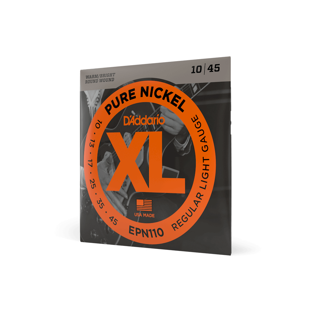 D’Addario EPN110 XL Pure Nickel Electric Guitar Strings – Regular Light – 10–45