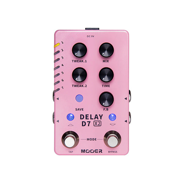 MOOER D7DELAYX2 DUAL FOOTSWITCH DIGITAL DELAY PEDAL