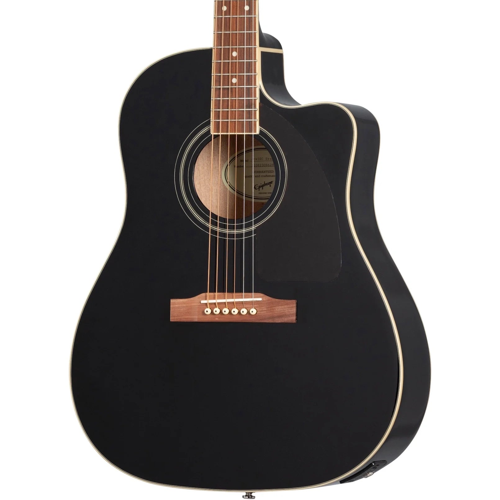 Epiphone J-45 EC Studio Ebony Acoustic-Electric Guitar – Solid Spruce Top with Fishman Presys II