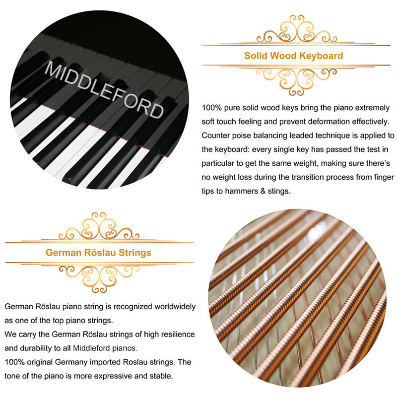Middleford Gp-152 Baby Grand Piano with Adjustable Bench
