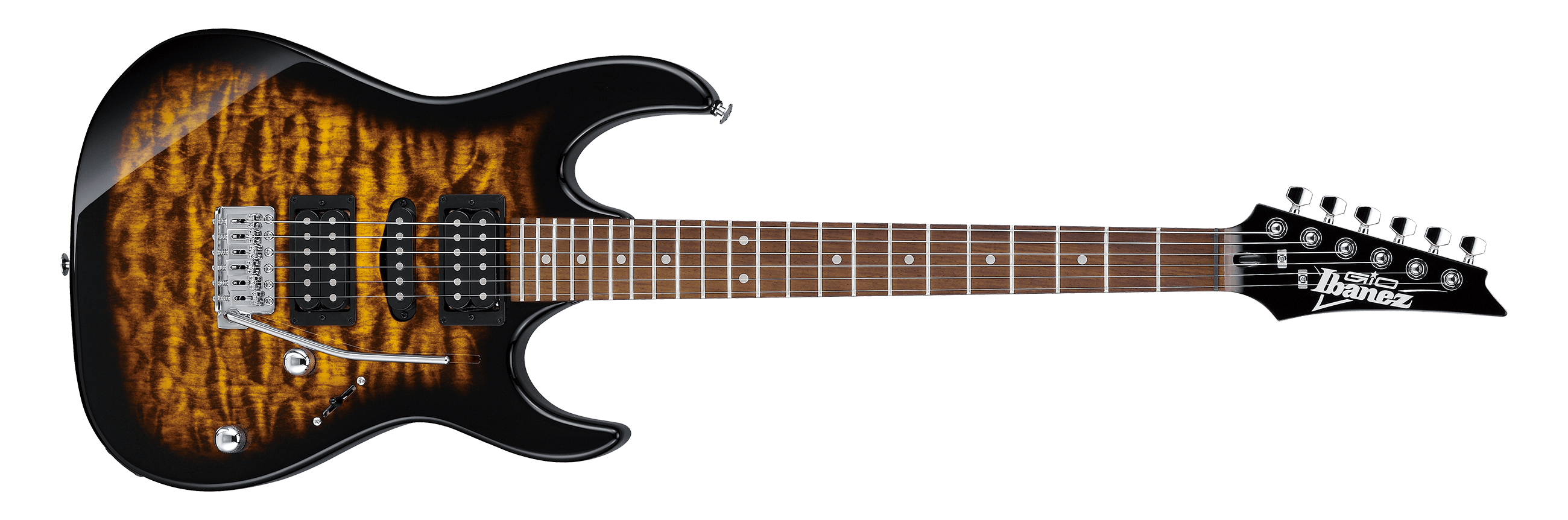 Ibanez GRX70QA Electric Guitar – Transparent Blue/Black/Red Sunburst