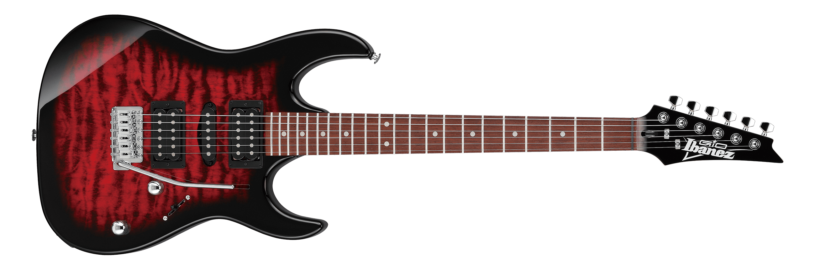 Ibanez GRX70QA Electric Guitar – Transparent Blue/Black/Red Sunburst
