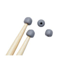 Two drumsticks with gray foam ends on a white background