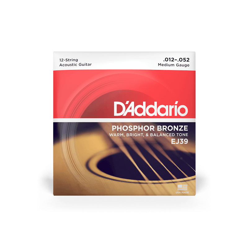 D'ADDARIO PHOSPHOR BRONZE ROUND WOUND ACOUSTIC GUITAR 12-STRING