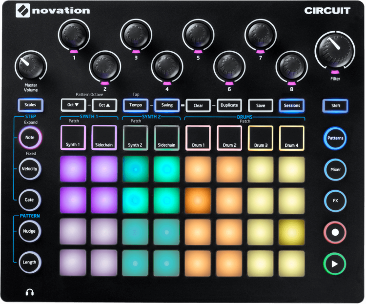 NOVATION CIRCUIT GROOVEBOX WITH SAMPLE IMPORT