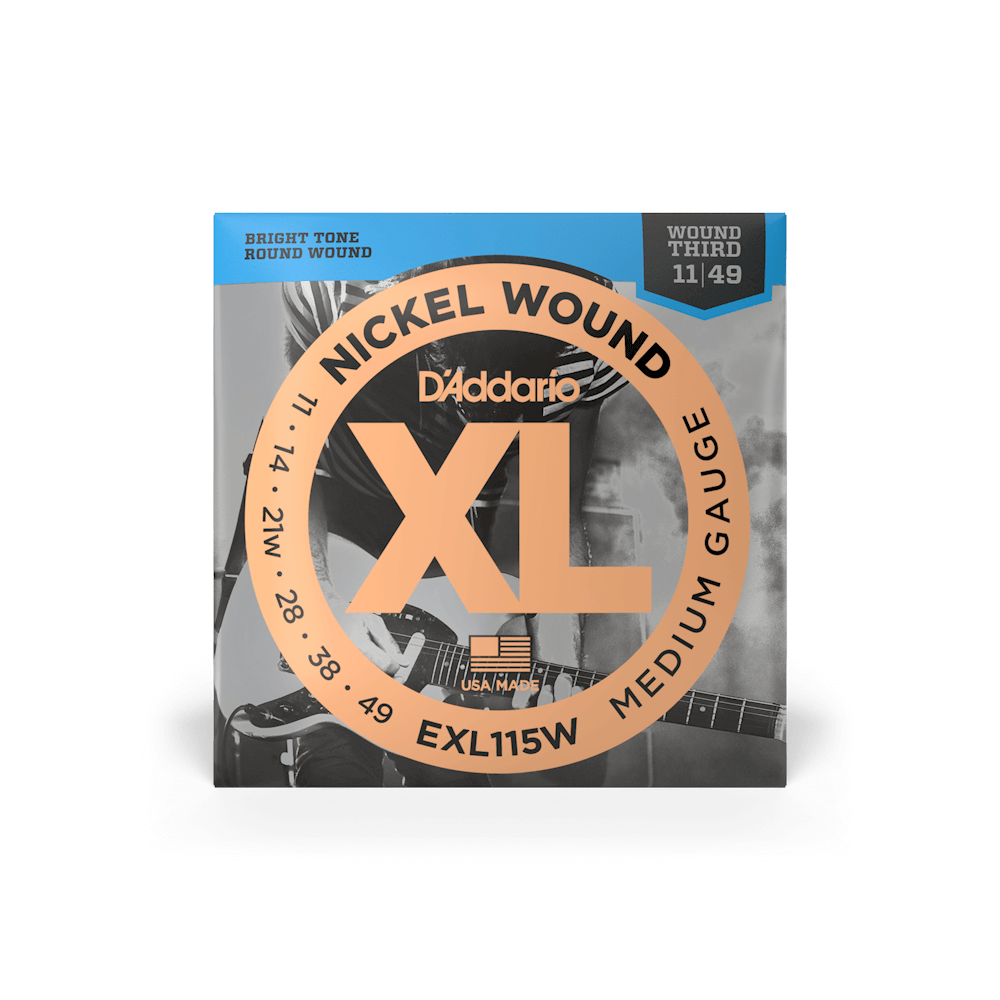 D'ADDARIO NICKEL ROUND WOUND BLUES/JAZZ ROCK WOUND 3RD ELECTRIC GUITAR STRINGS 011-049