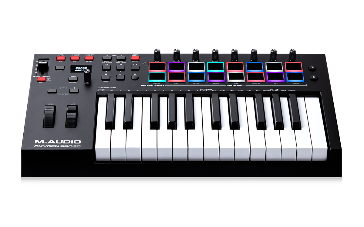 MIDI Controller Bundle - 25-Key USB MIDI Keyboard Controller with Beat  Pads, Sustain Pedal and Software Suite - M-Audio Oxygen Pro 25 and SP-2
