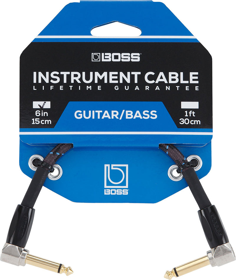 BOSS INSTRUMENT CABLE (15cm) 3-PACK - ANGLED/ANGLED