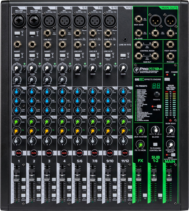 MACKIE PROFX12 V3 12-CHANNEL PROFESSIONAL MIXER WITH USB